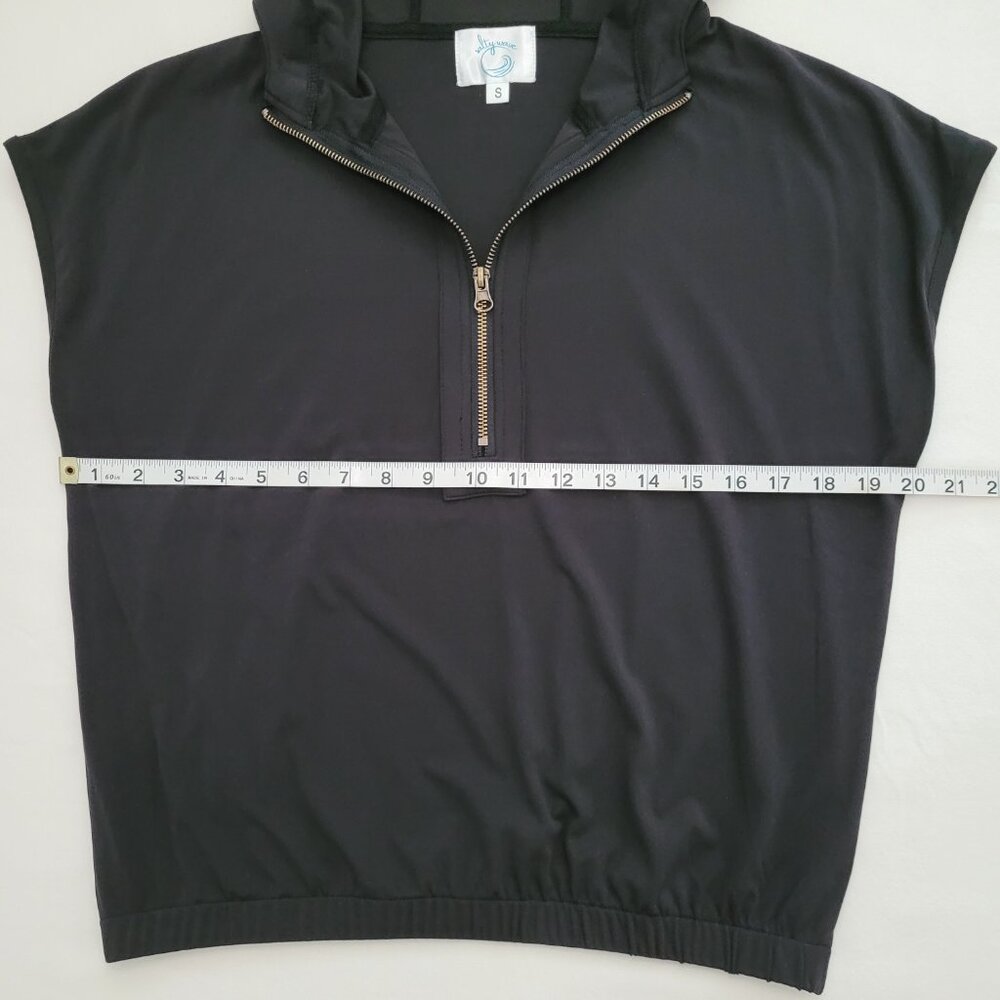 Salty Wave Sleeveless Quarter Zip Pullover Hoodie Black Small Minimalist - Picture 5 of 9